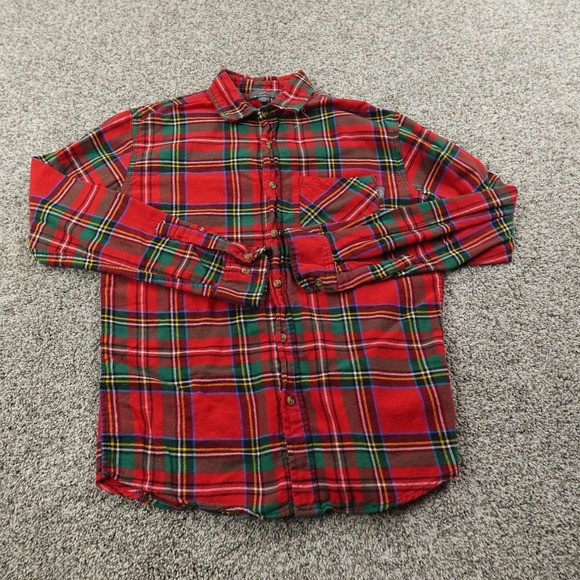 Eddie Bauer Shirt Mens M Red Plaid Flannel Button Up Long Sleeve Outdoor Hike - Picture 2 of 11